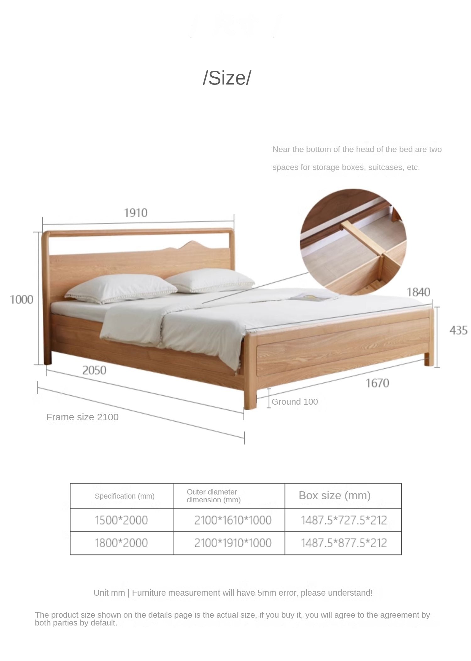 Ash Solid Wood Box Bed Modern Simple