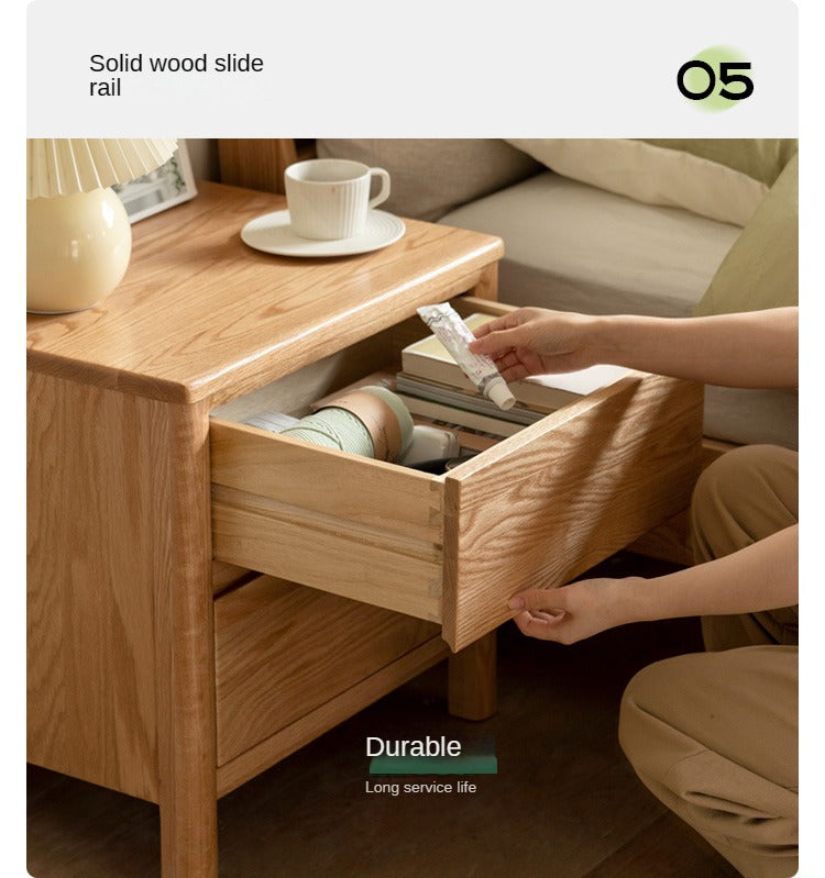 Oak solid wood nightstand"