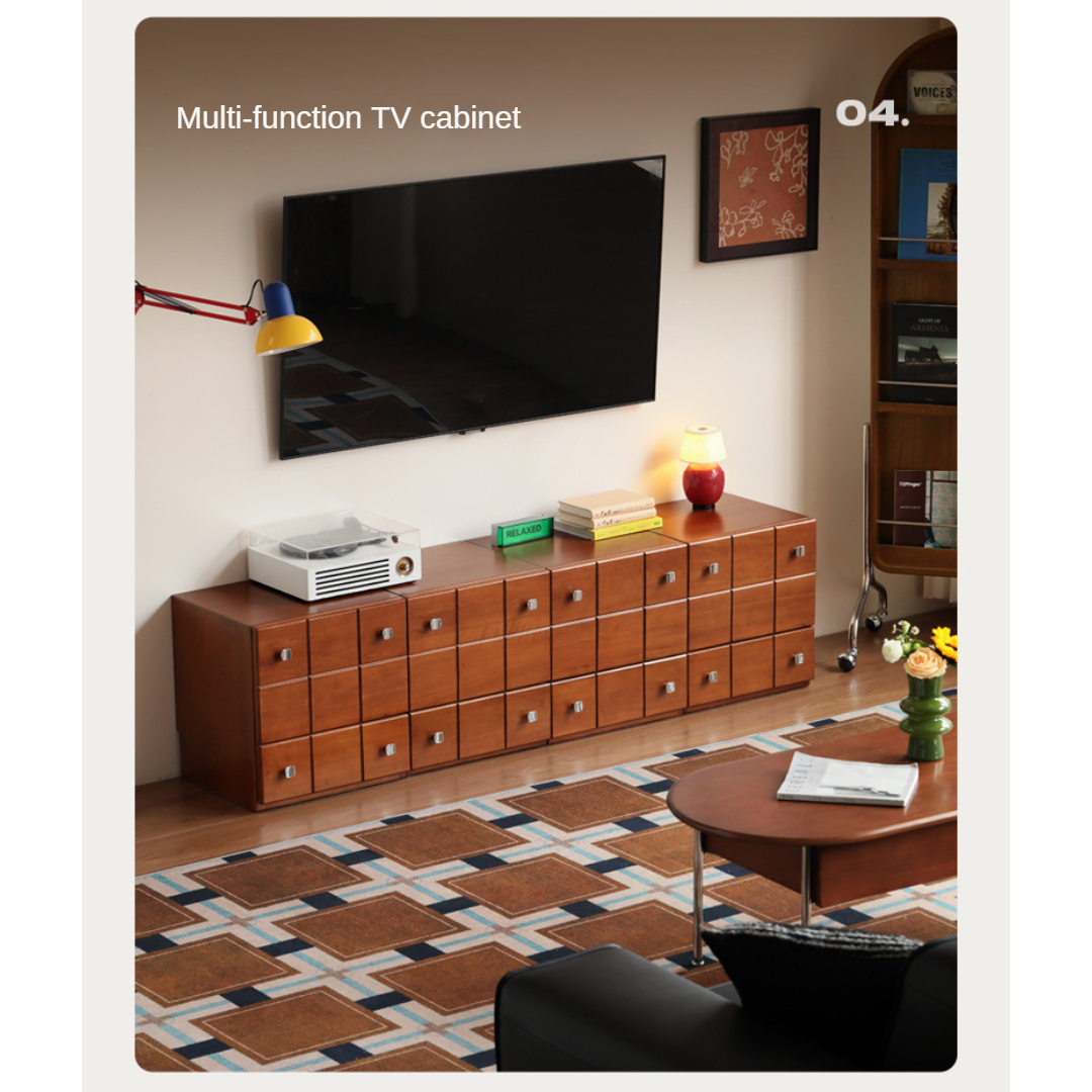 Poplar, Rubber Solid Wood Retro Style Side Cabinets.