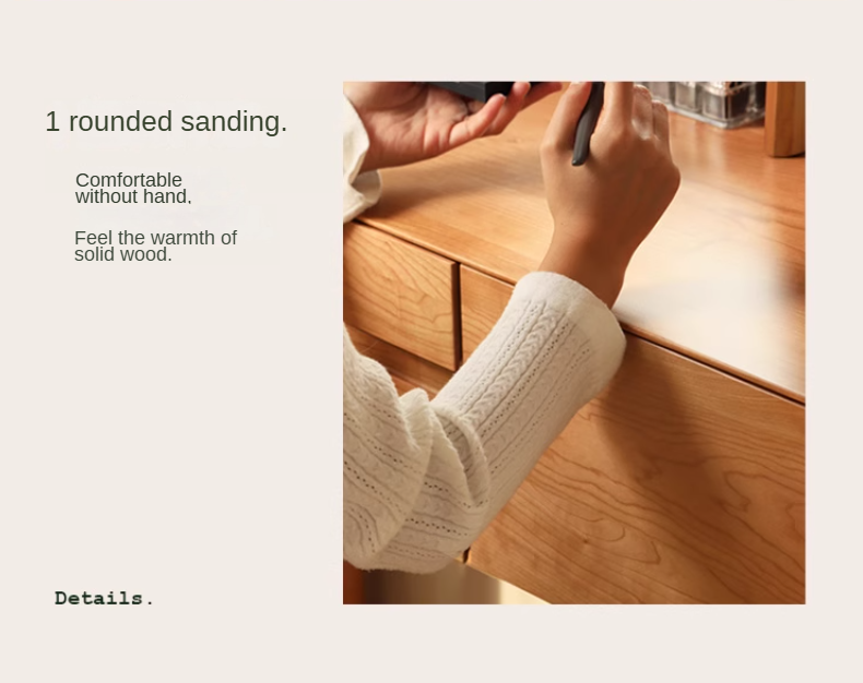 Cherry Solid Wood Vanity Table Nordic Makeup Mirror.