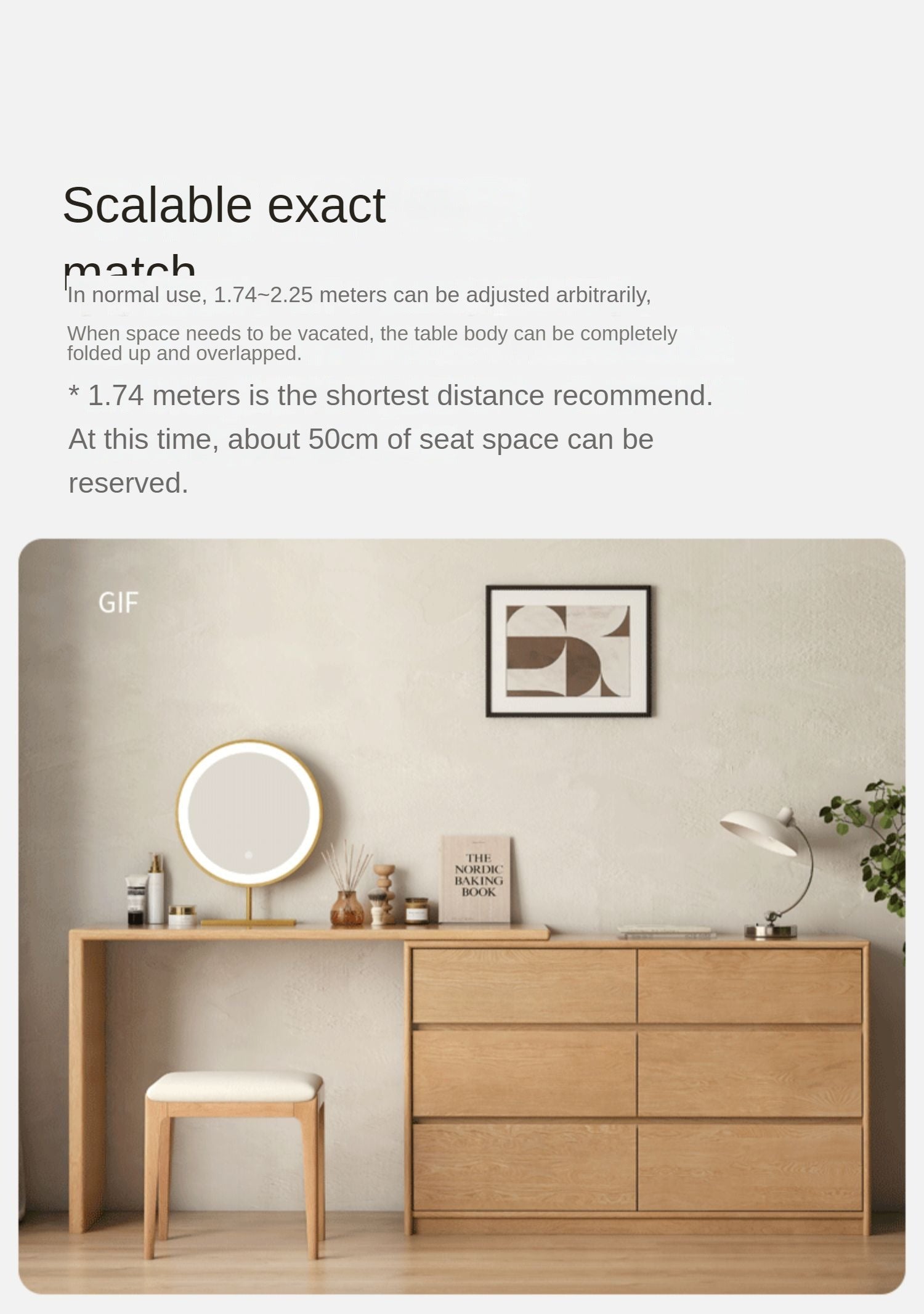 Oak, Solid Rubberwood Dressing Table L-Shaped Corner