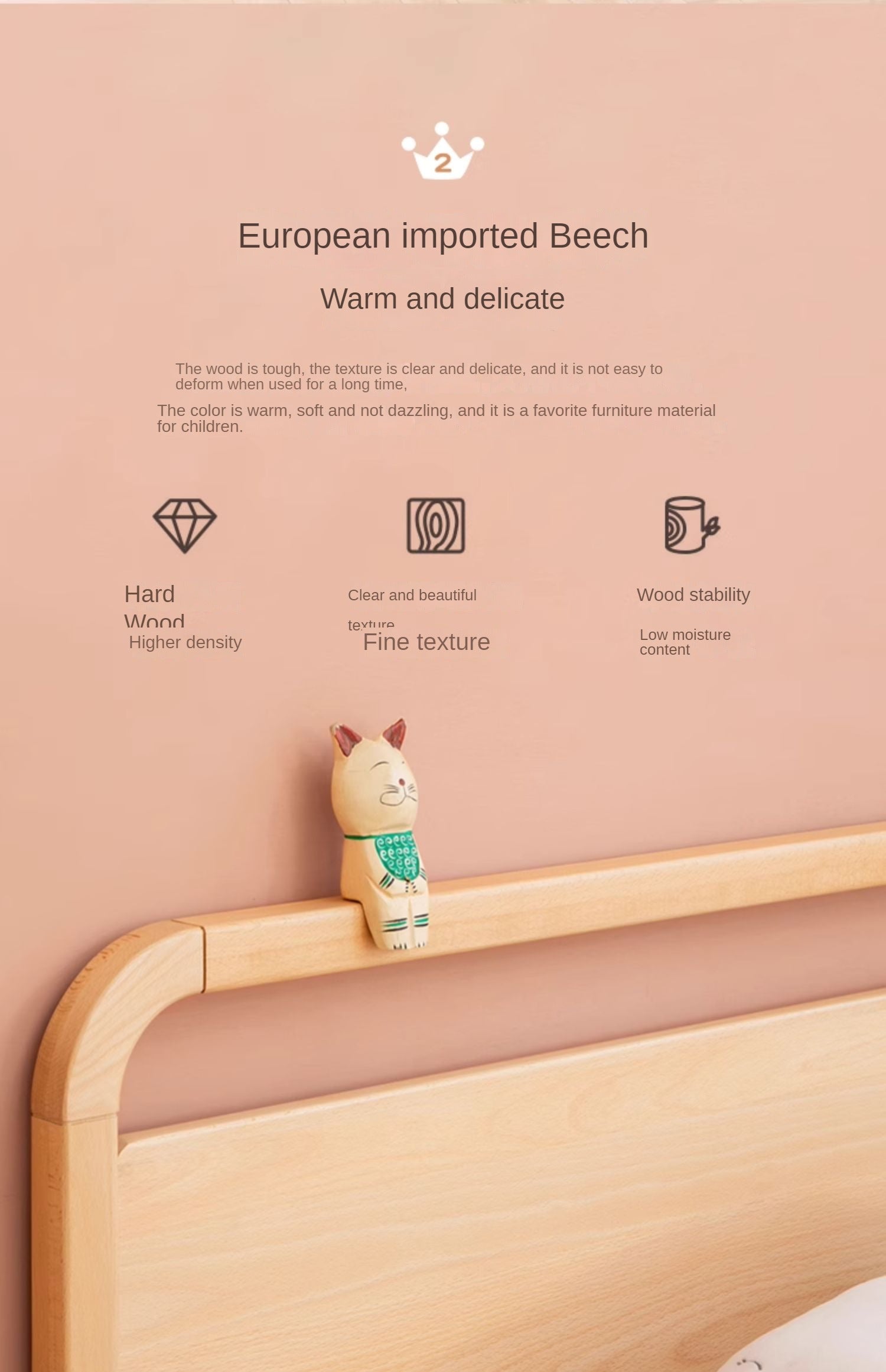 Beech solid wood kids bed