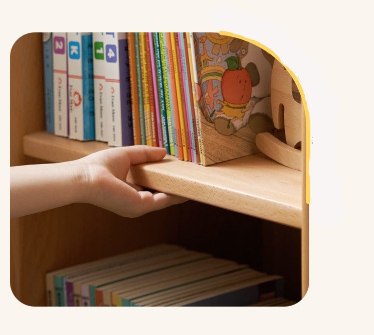 Beech Solid Wood Combination Bookshelf, Cabinet