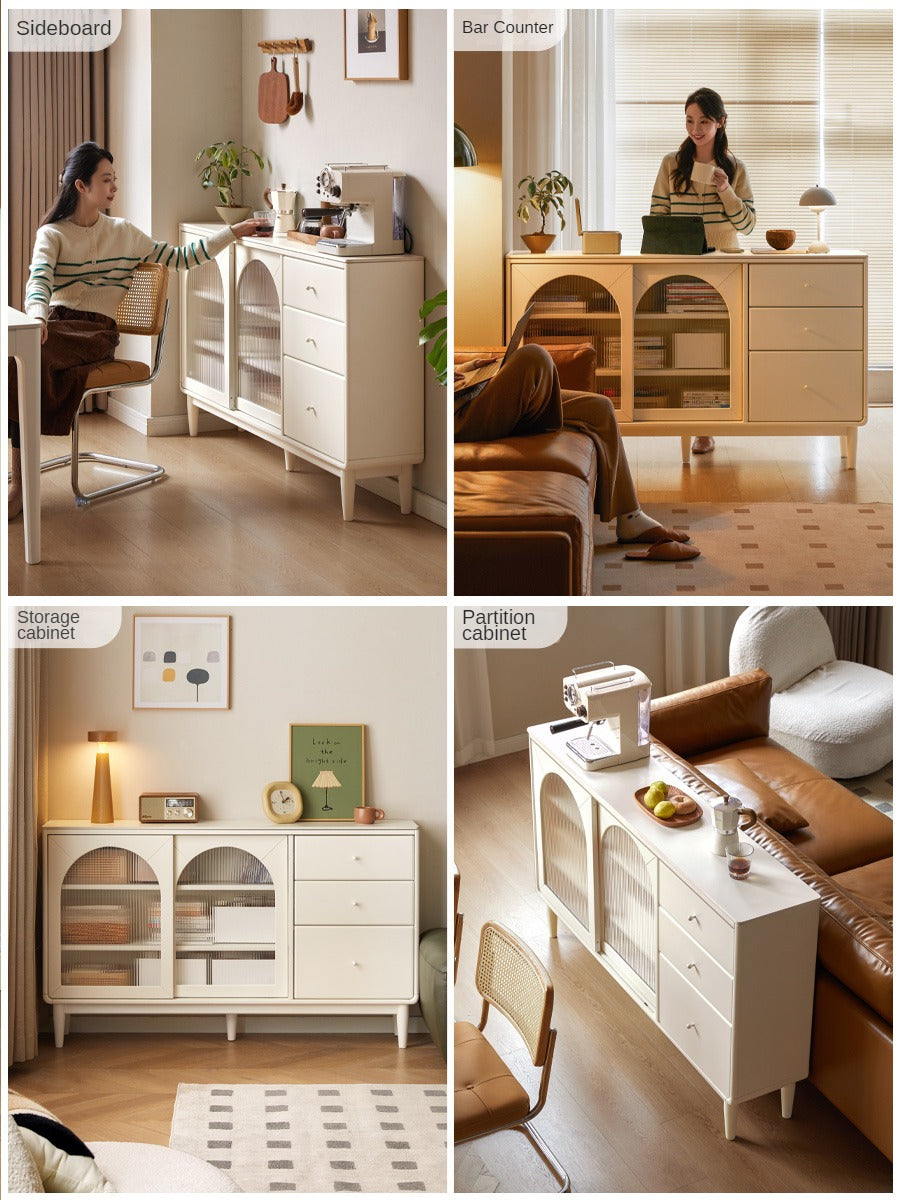 Solid RubberWood Rock Board Ultra-thin Wall Sideboard