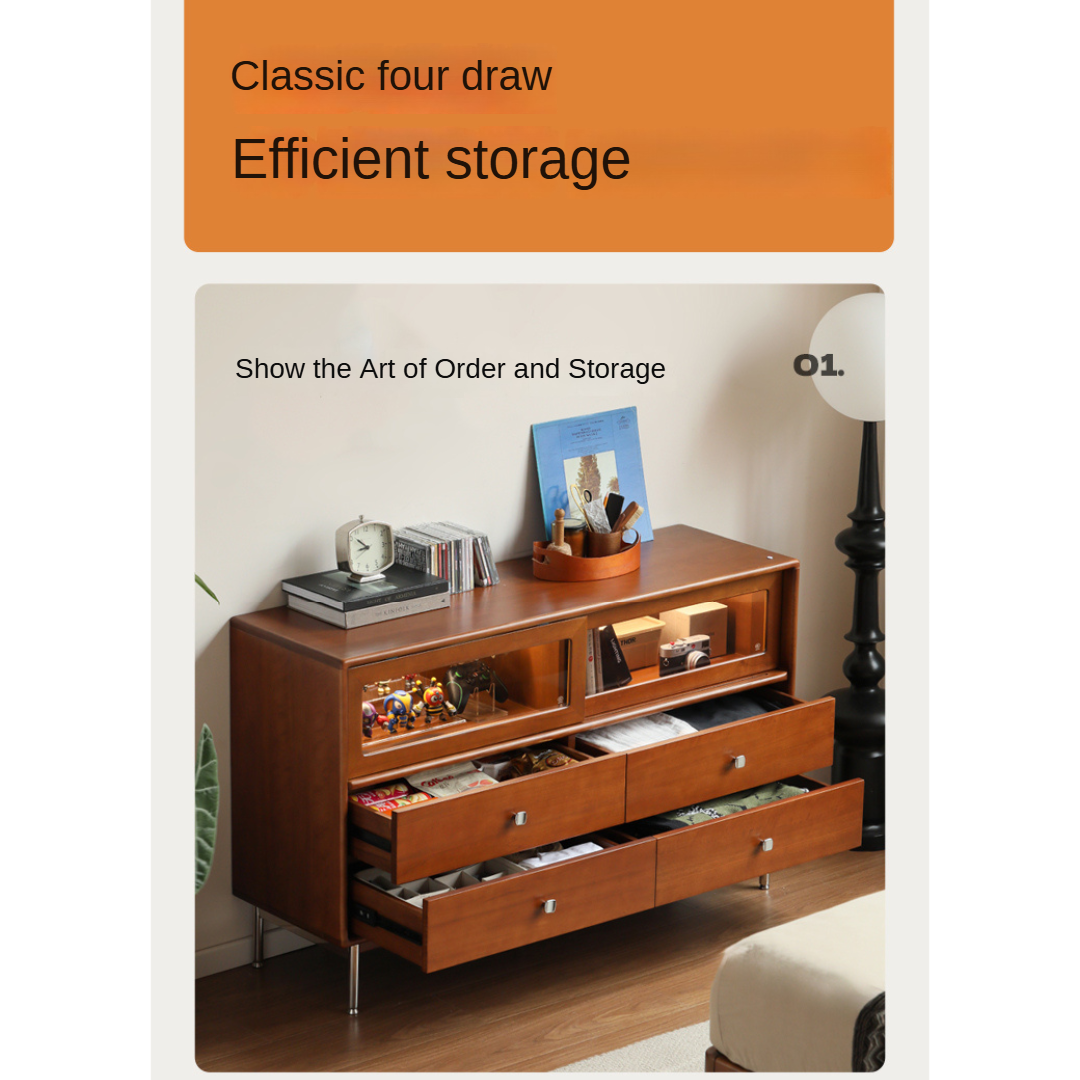 Poplar Solid Wood Cabinet Bauhaus Storage Drawer.