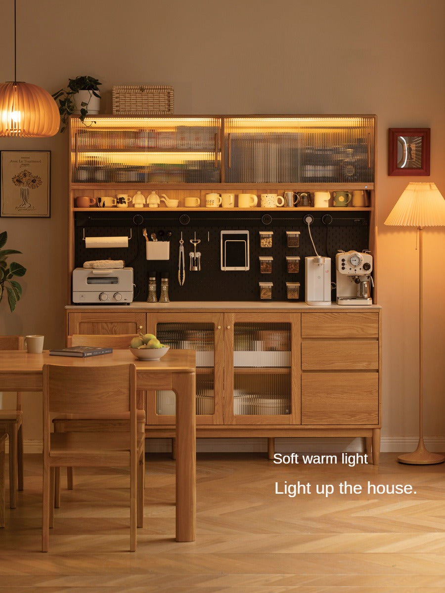 Oak Solid Wood Rock Plate Capacity High Storage Cabinet