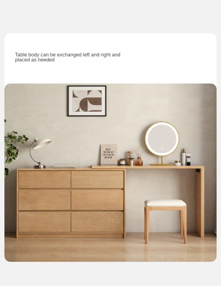 Oak, Solid Rubberwood Dressing Table L-Shaped Corner