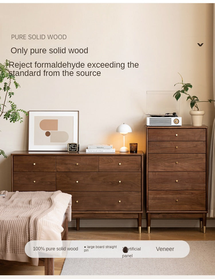 Black Walnut, Oak Solid Wood Drawer, Modern Porch Cabinet