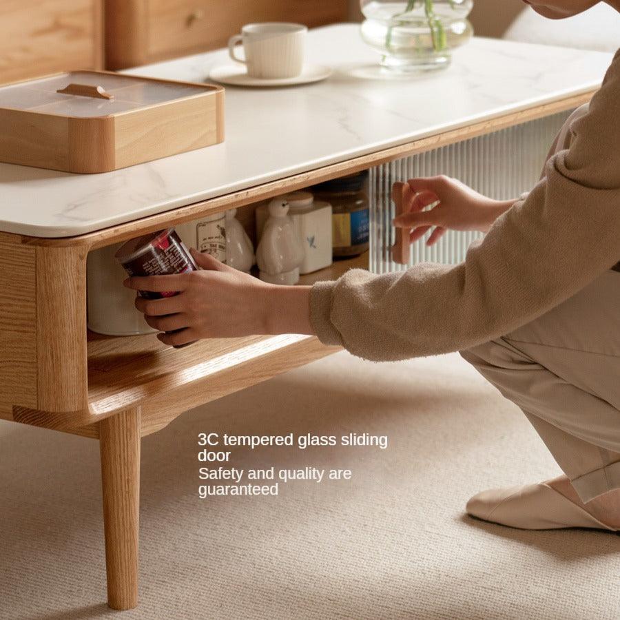 Oak Solid Wood Coffee Table Slate