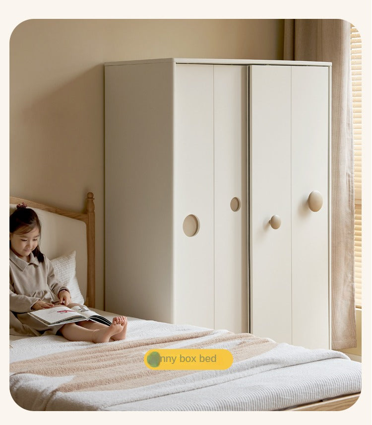 Birch Solid Wood Children's Wardrobe Cream Sliding Door