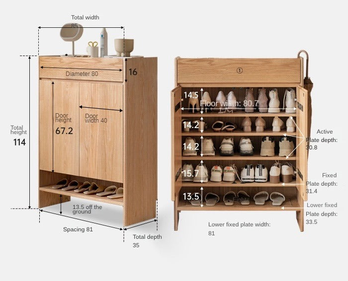 Oak Solid Wood Nordic Rock Slab Shoe Cabinet
