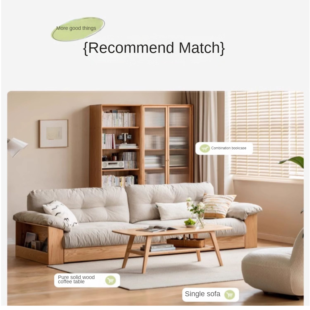 Oak Solid Wood Floor Storage Sofa Modern.