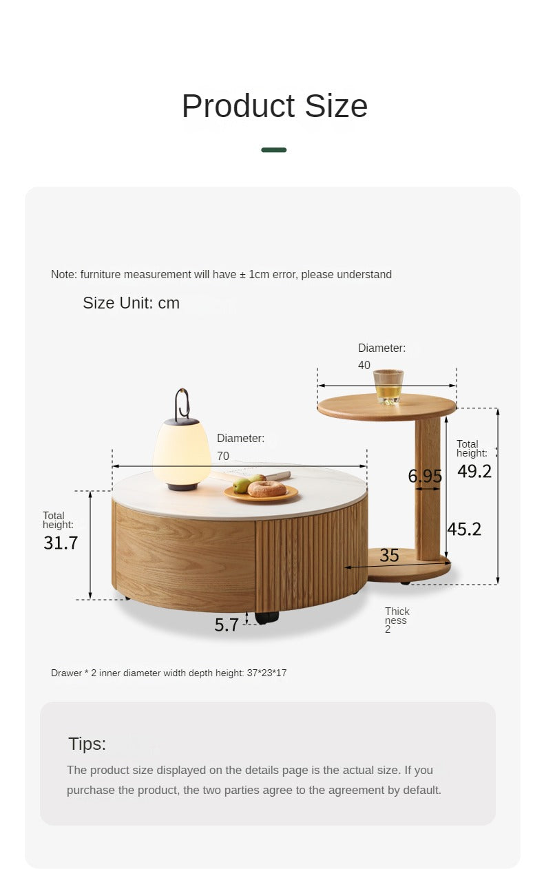 Oak Solid Wood Rock Plate Coffee Table