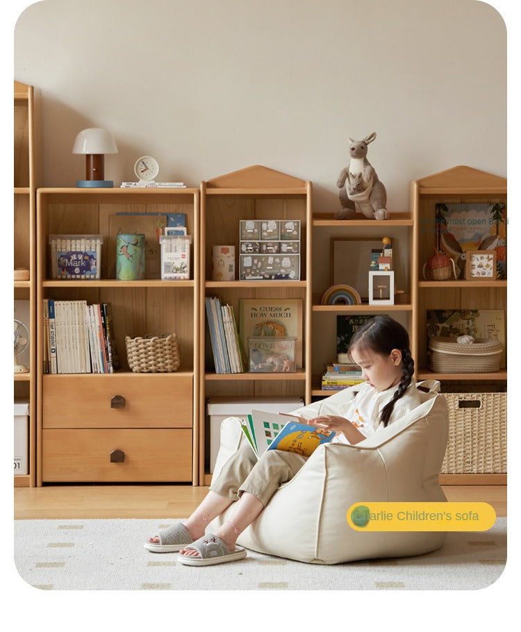 Beech Solid Wood Combination Bookshelf, Cabinet