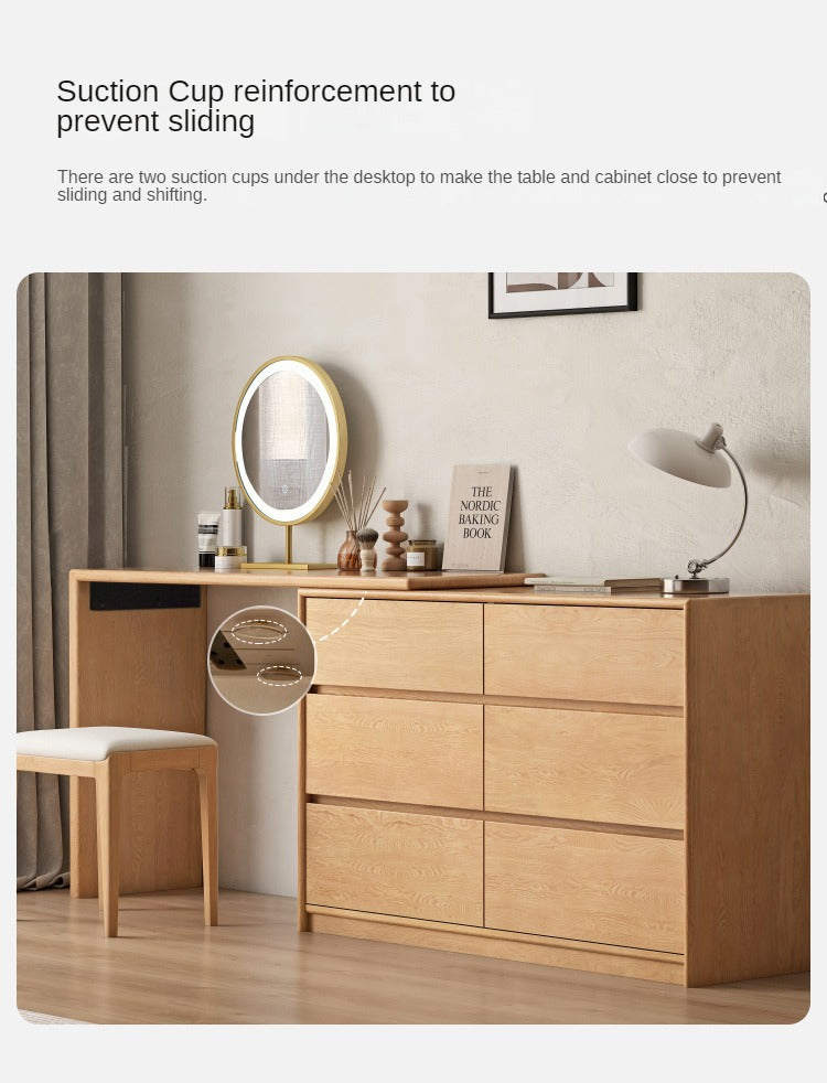 Oak, Solid Rubberwood Dressing Table L-Shaped Corner