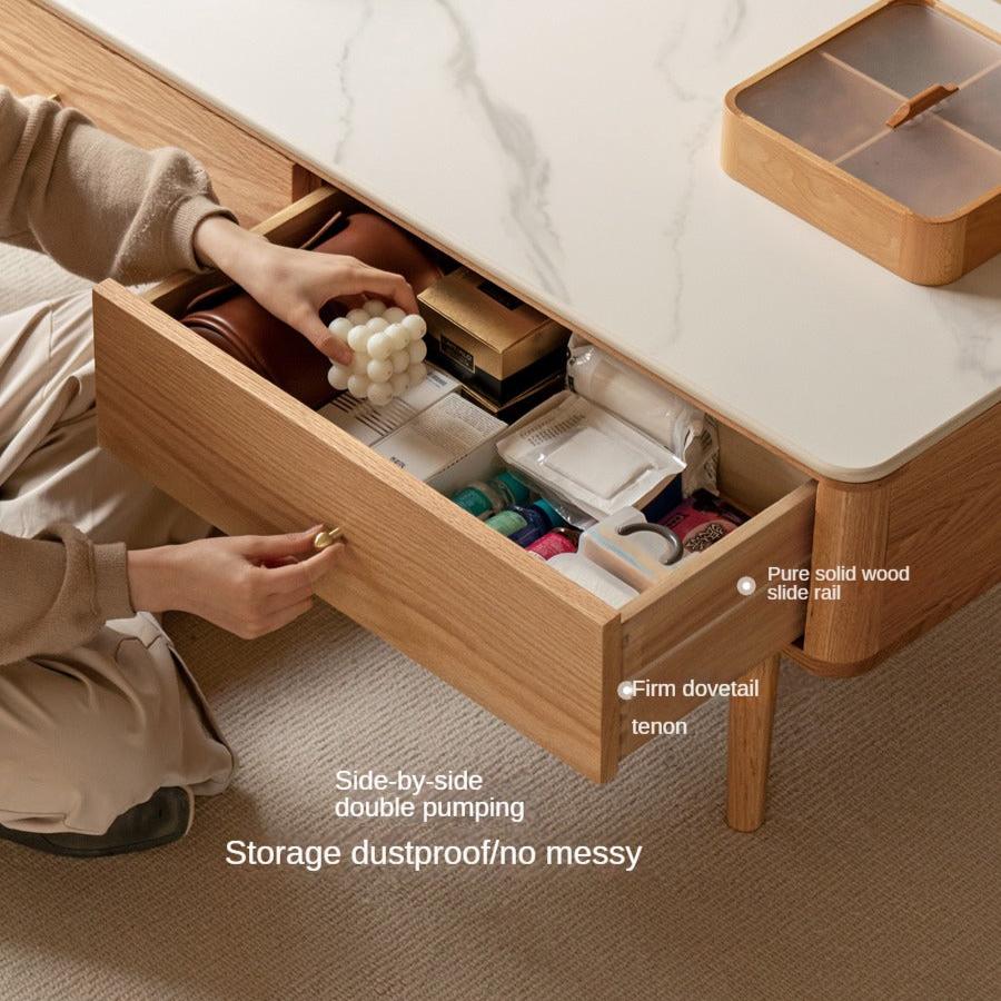 Oak Solid Wood Coffee Table Slate