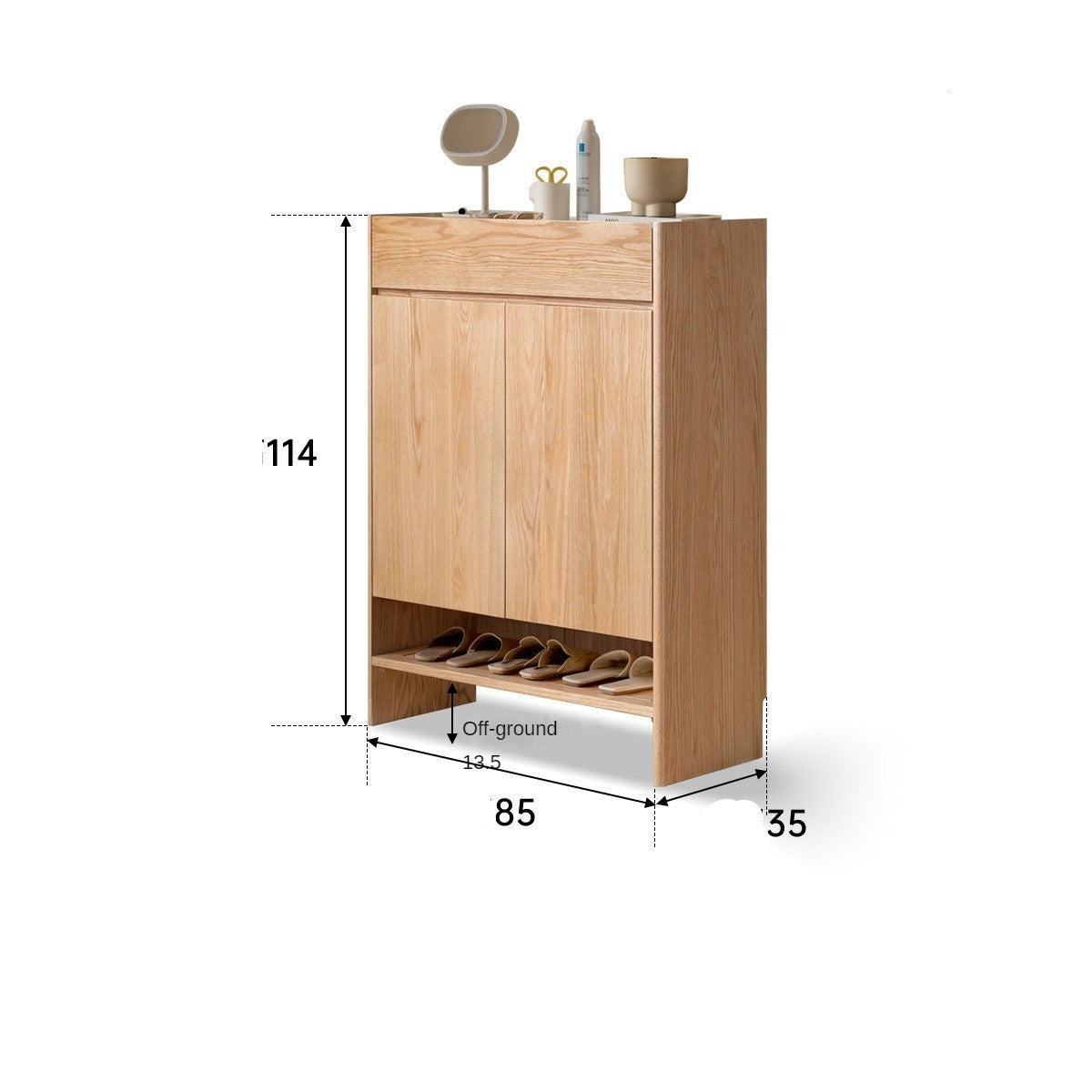 Oak Solid Wood Nordic Rock Slab Shoe Cabinet