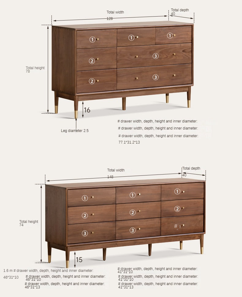 Black Walnut, Oak Solid Wood Drawer, Modern Porch Cabinet