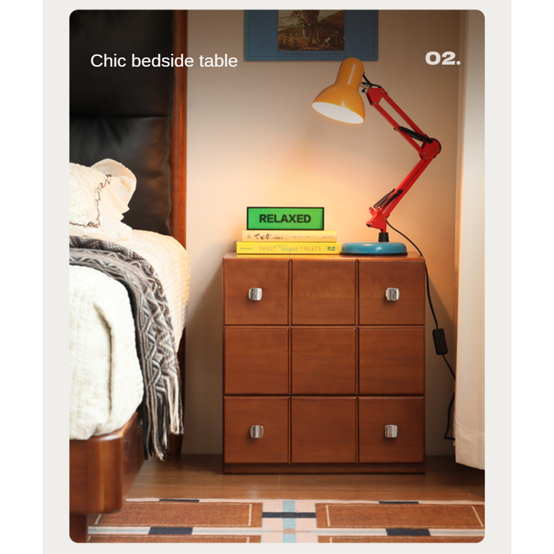 Poplar, Rubber Solid Wood Retro Style Side Cabinets.