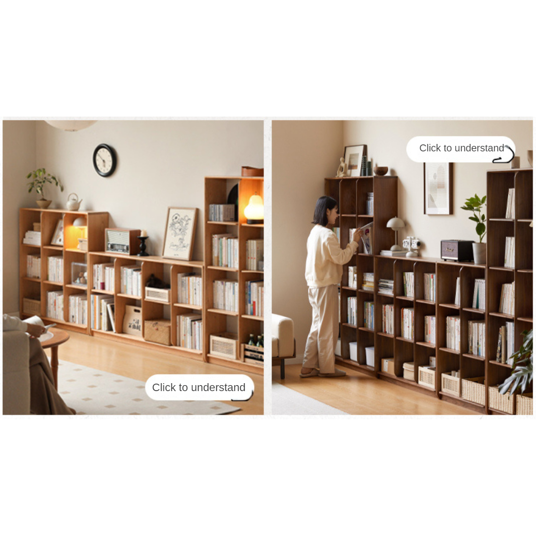 Oak Solid Wood Bookcase Lattice Cabinet Rack Free Combination.