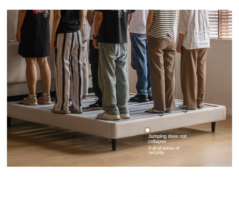 Leather Bed Cream Style First Layer of Yellow Cowhide Bed