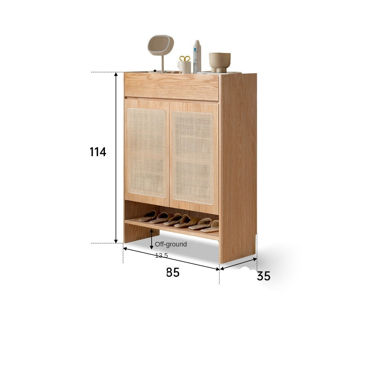 Oak Solid Wood Nordic Rock Slab Shoe Cabinet