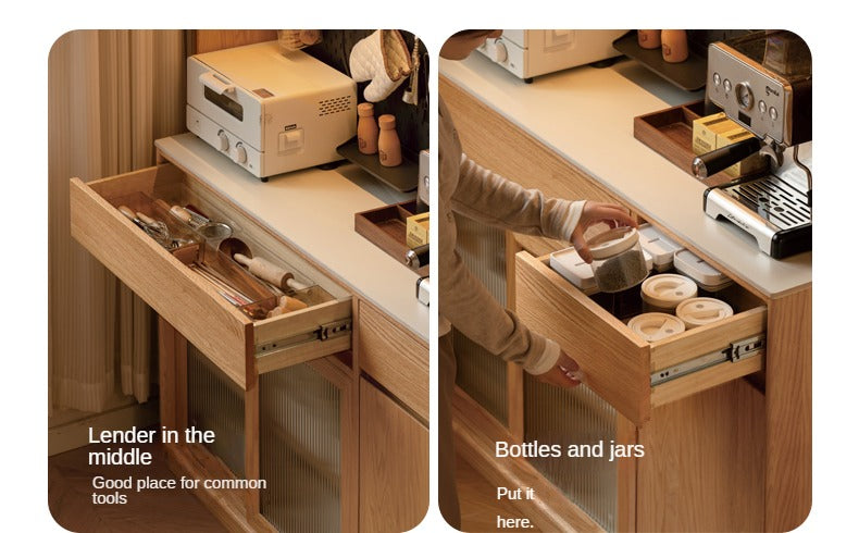 Oak Solid Wood Rock Board Modern Sideboard