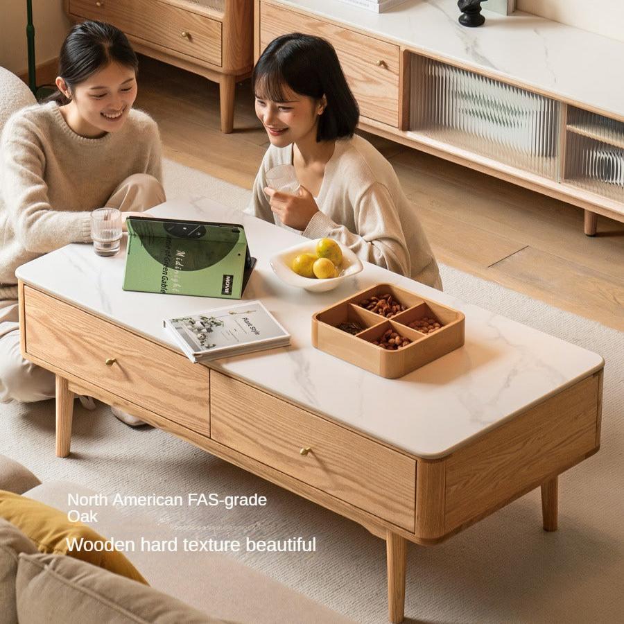 Oak Solid Wood Coffee Table Slate