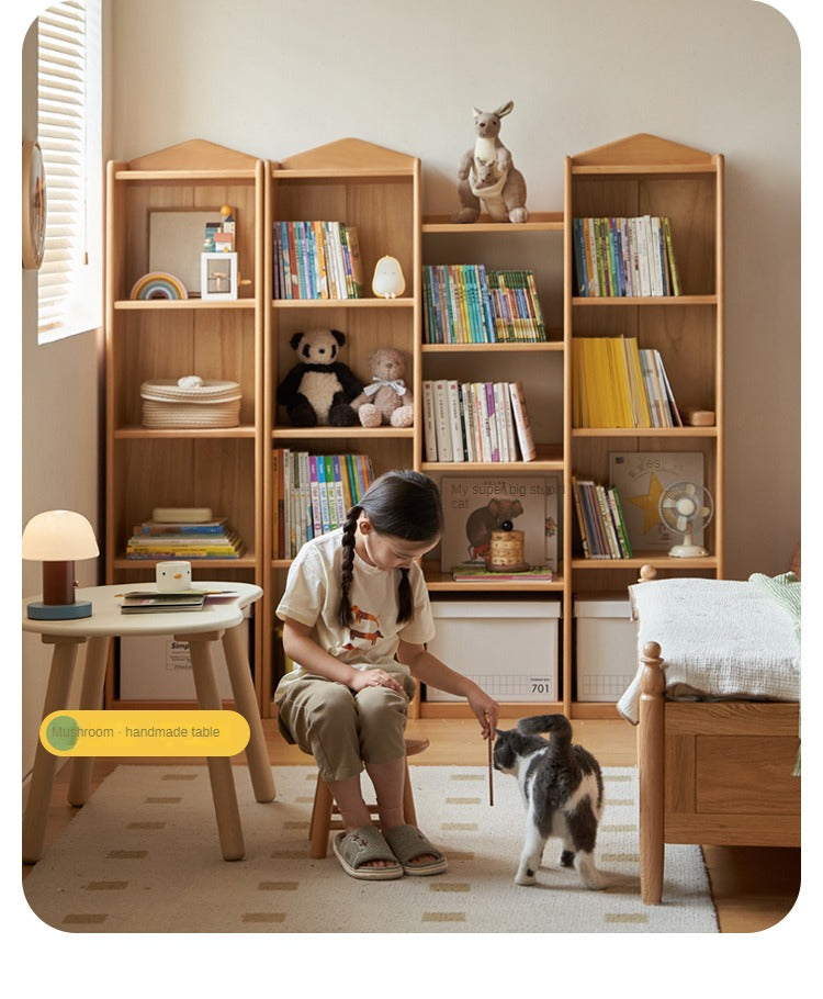 Beech Solid Wood Combination Bookshelf, Cabinet