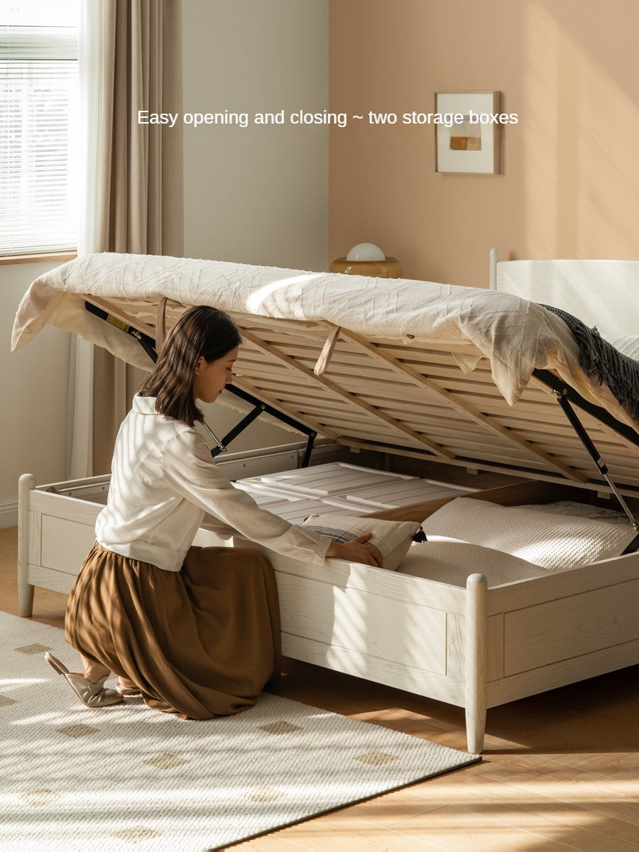 Rubber Wood, Oak Solid Wood French Style Box Bed
