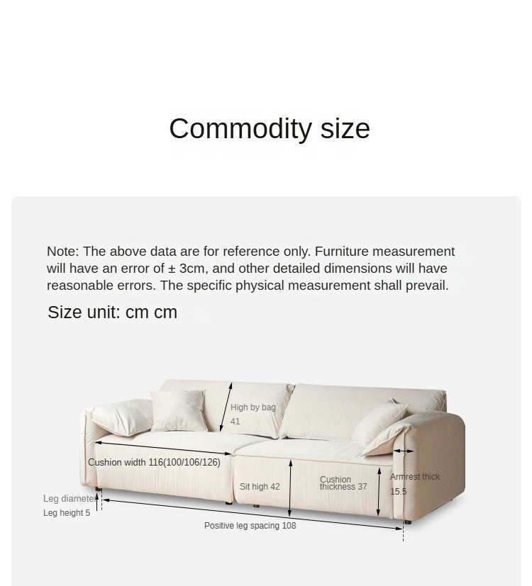 Fabric Straight Sofa Cream Style.