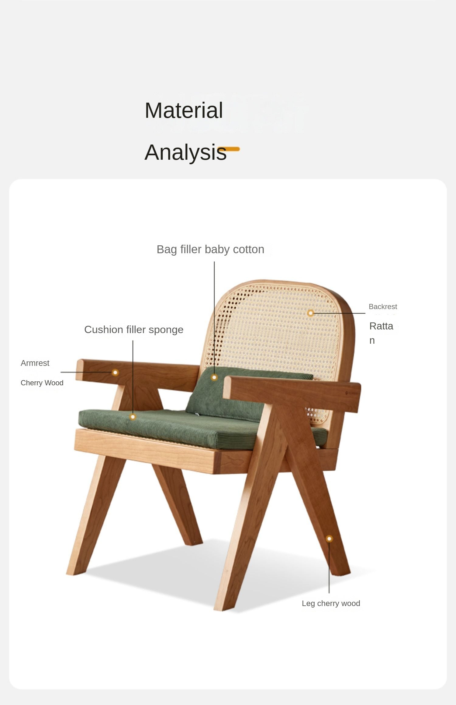 Armchair Cherry wood rattan*+