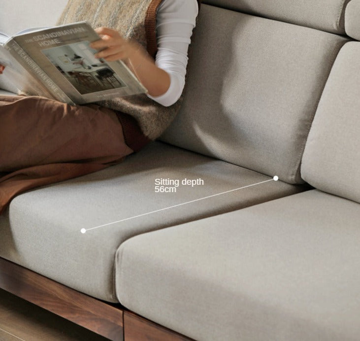 Black Walnut, Ash Solid Wood Adjustable Headrest Sofa.