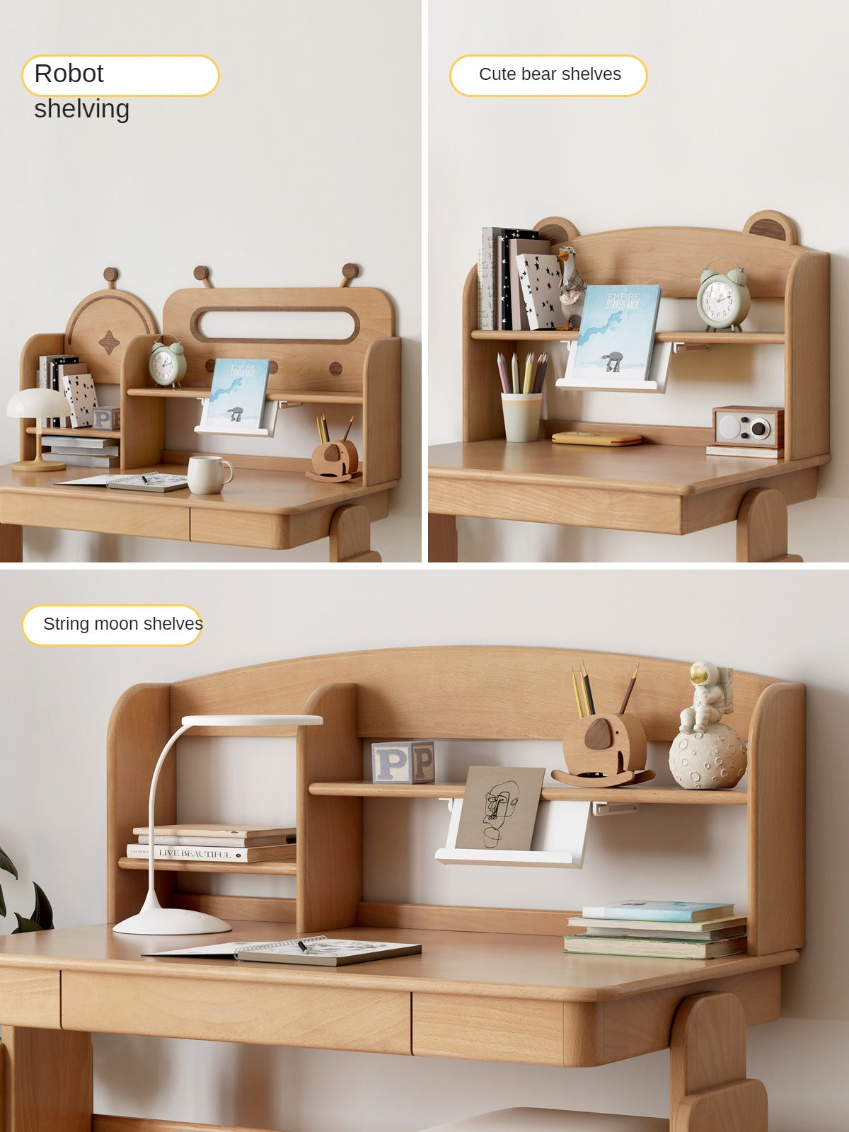 Oak, Beech Solid Wood Multi-layer Desktop Shelf