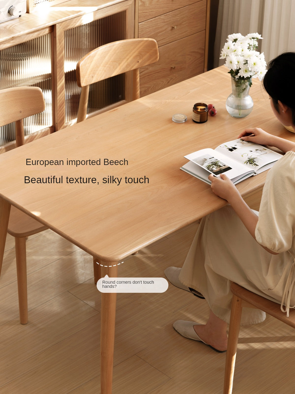 Beech Solid Wood Modern Dining Table