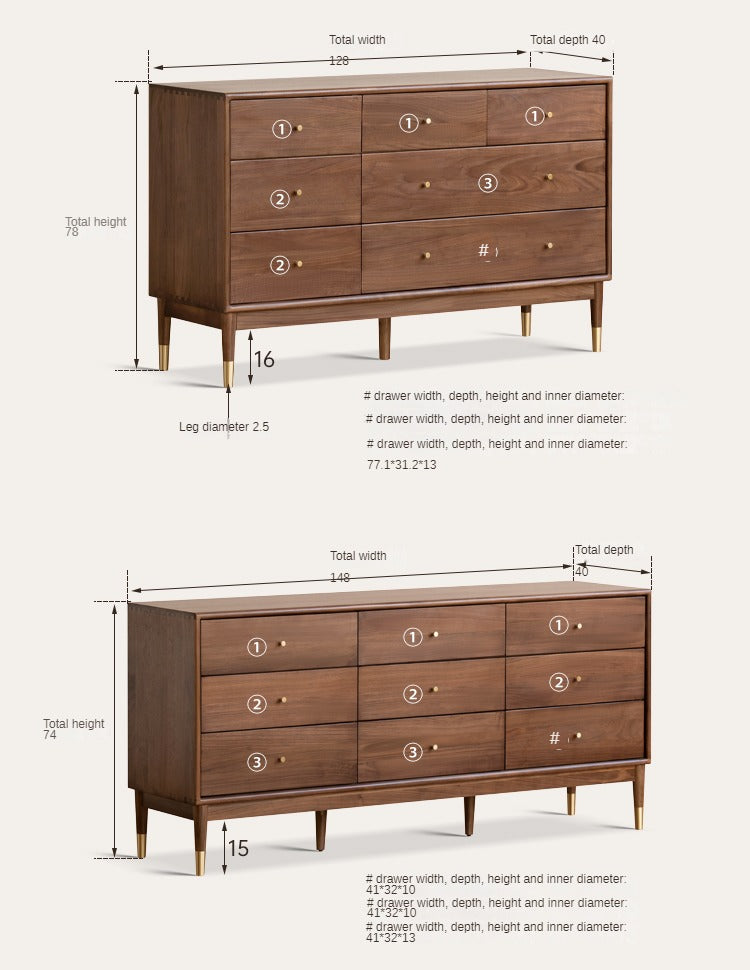 Black Walnut, Oak Solid Wood Drawer, Modern Porch Cabinet