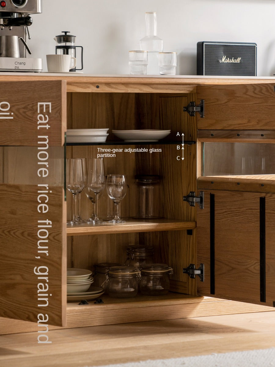 Oak, Ash Solid Wood Nordic Sideboard Slate Top