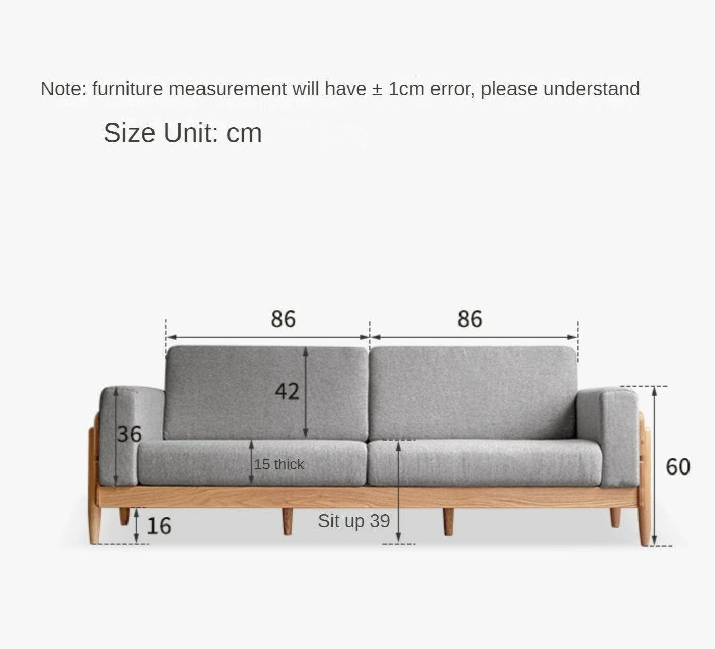 Ash Solid Wood Fabric Sofa.