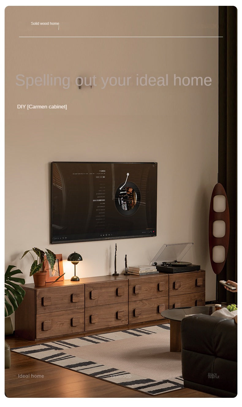 Black Walnut, Oak Solid Wood TV Cabinet Module Combination.