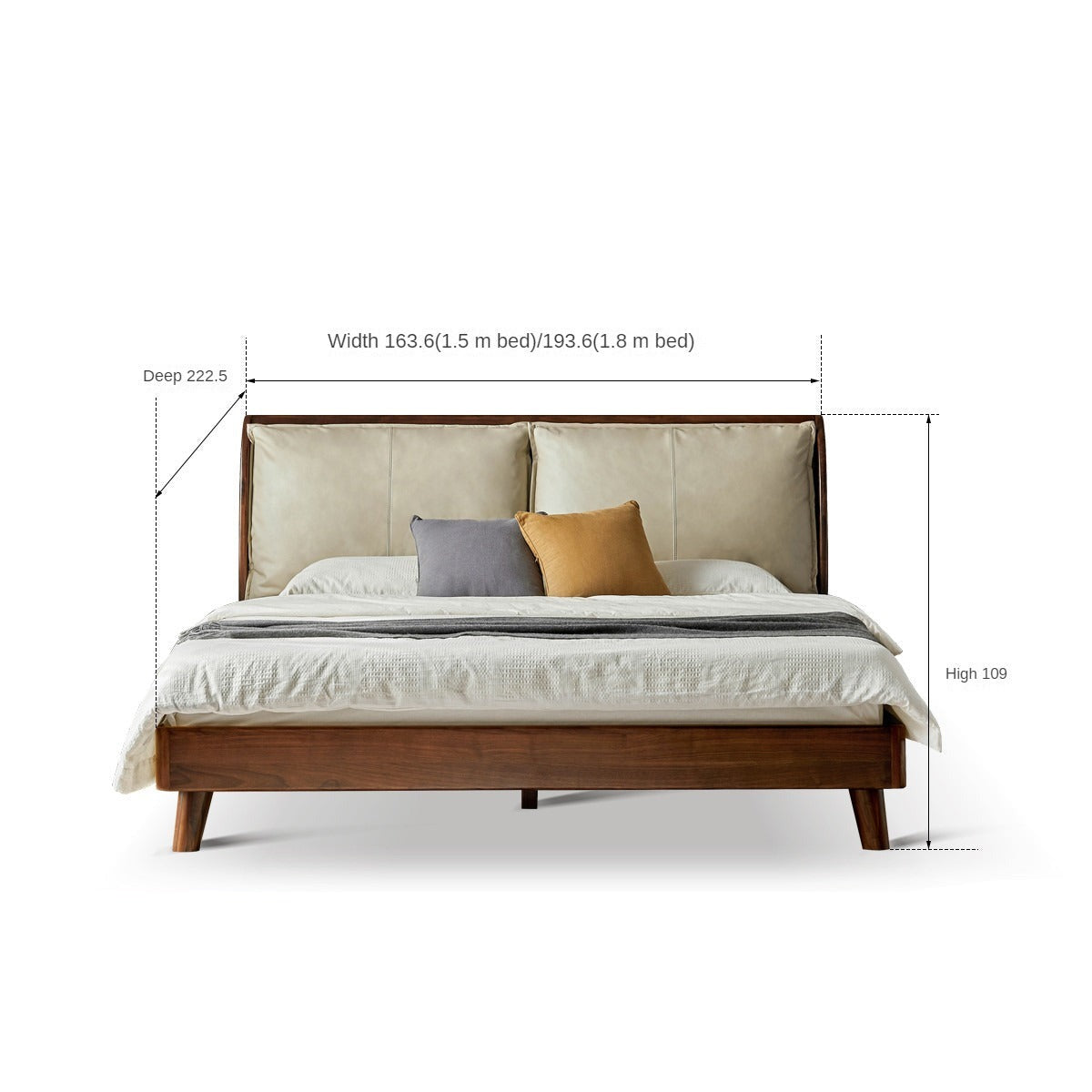 Black Walnut, Sandalwood Solid Wood Leather,Technology Cloth Bed