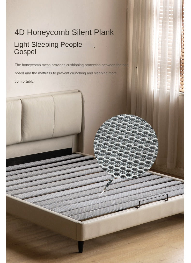 Leather Bed Cream Style First Layer of Yellow Cowhide Bed