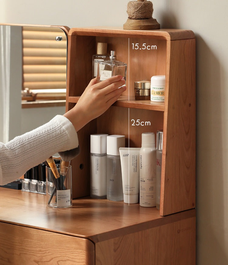 Cherry Solid Wood Dressing Table Nordic Makeup Mirror.