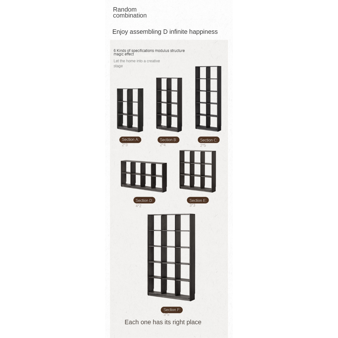 Oak Solid Wood Bookcase Lattice Cabinet Rack Free Combination.