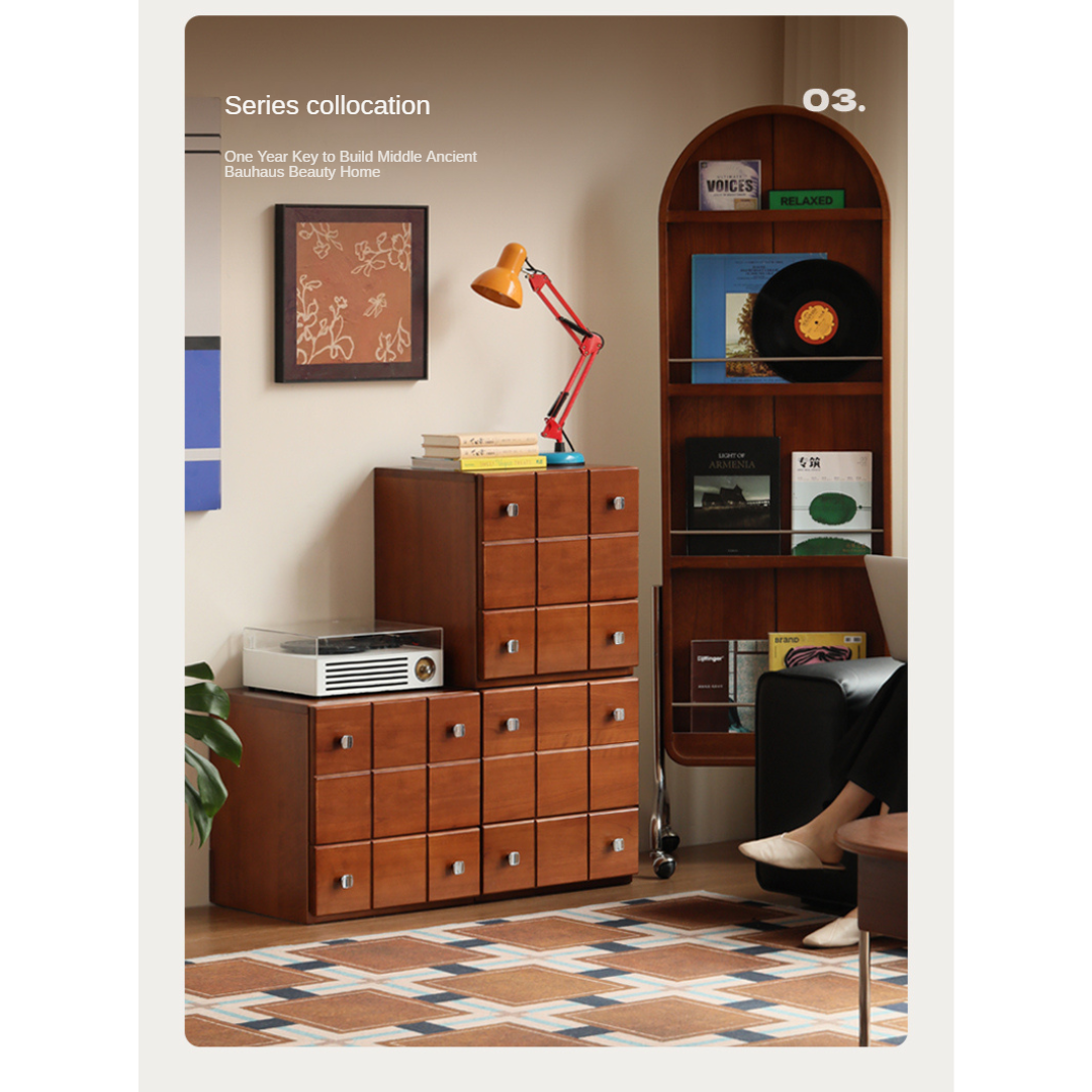Poplar, Rubber Solid Wood Retro Style Side Cabinets.