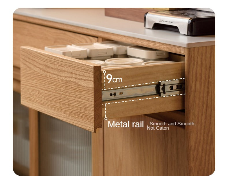 Oak Solid Wood Rock Board Modern Sideboard