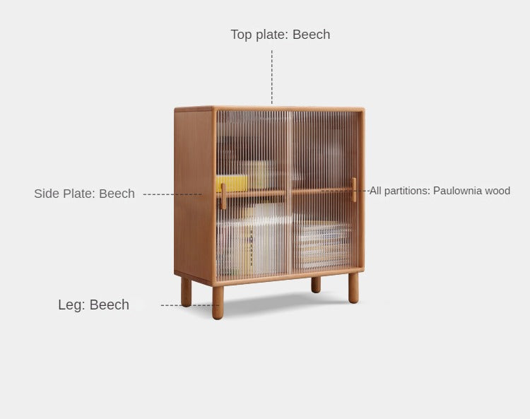 Beech Solid Wood Sliding Door Side Cabinet