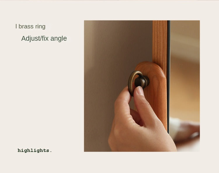 Cherry Solid Wood Vanity Table Nordic Makeup Mirror.