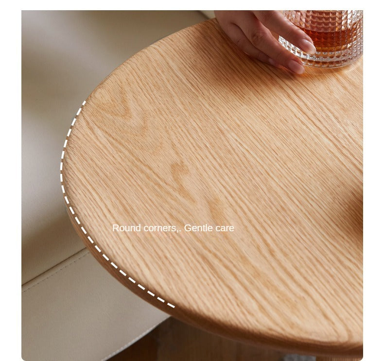 Oak, Black Walnut, Cherry, Beech Solid Wood Round Side Table Modern