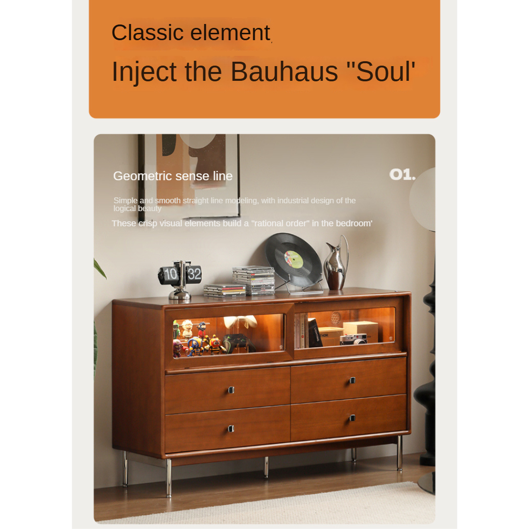 Poplar Solid Wood Cabinet Bauhaus Storage Drawer.