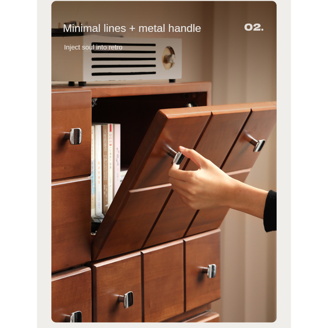 Poplar, Rubber Solid Wood Retro Style Side Cabinets.